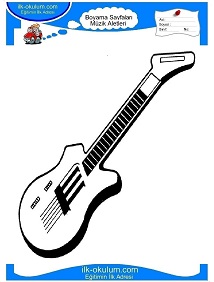 Çocuklar İçin Gitar Boyama Sayfaları 